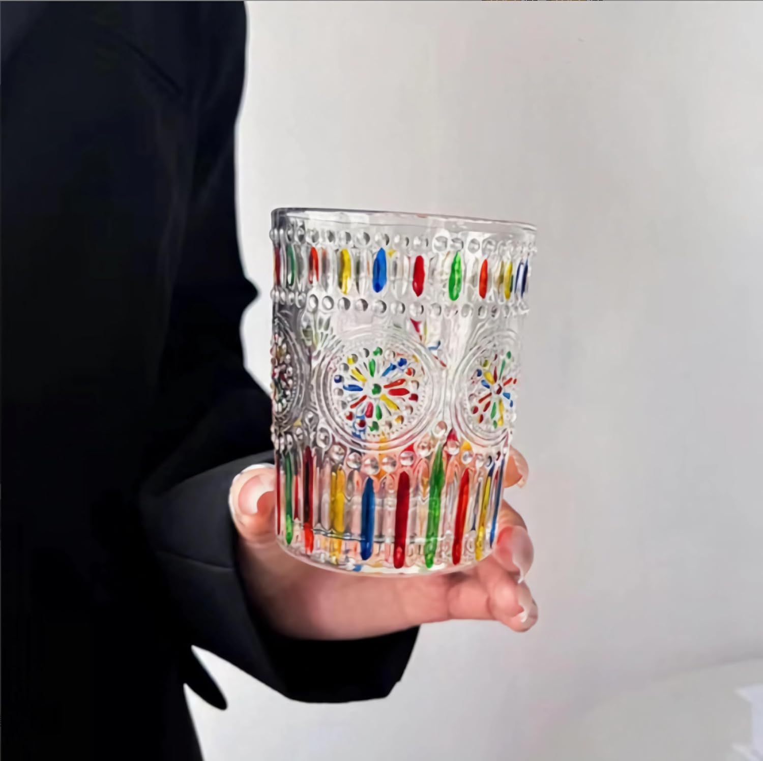 Petluno Hand Painted Stained Glass Whiskey Tumblers, Lead-Free Crystal Colorful Wine Glasses Old Fashioned for Drinking Bourbon, Scotch Whisky, Cocktails โ image 6
