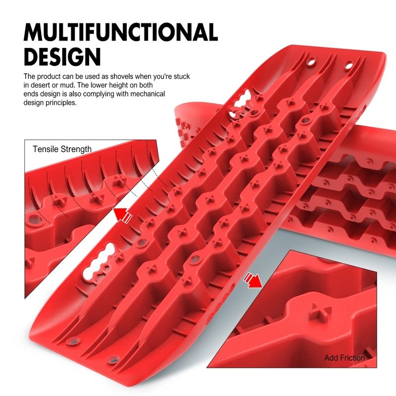 X-BULL Recovery tracks 10T 2 Pairs/ Sand tracks/ Mud tracks/ Mounting Bolts Pins Gen 2.0 -Red — image 3