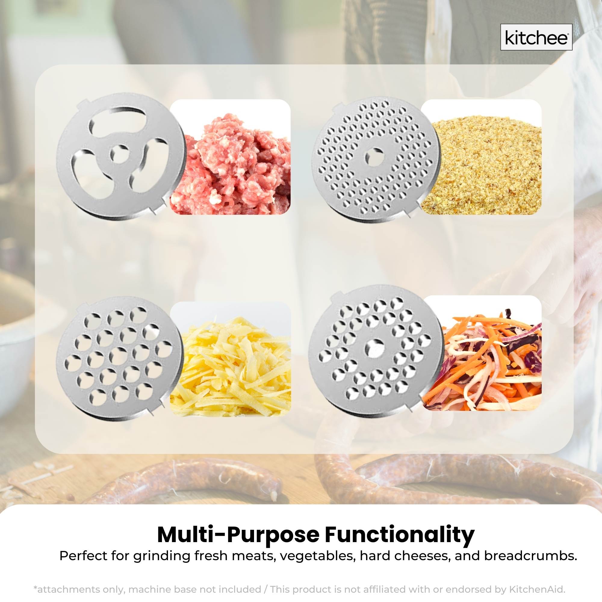 Kitchee Meat Food Grinder Sausage Attachment - Compatible with KitchenAid Mixers — image 4