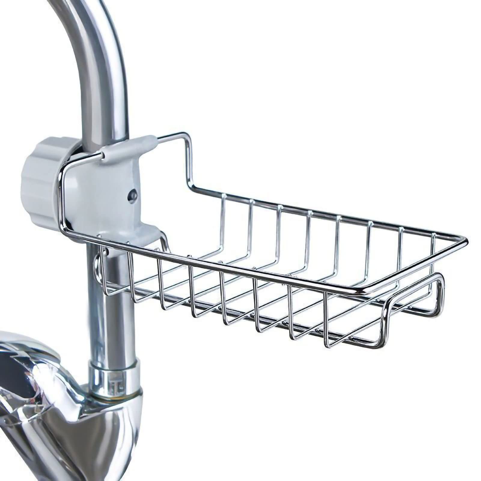 Stainless Steel Hanging Sponge Holder, Over Faucet Sponge Holder, Metal Hanging Faucet Drain Rack for Kitchen, Bathroom(silver) — image 2