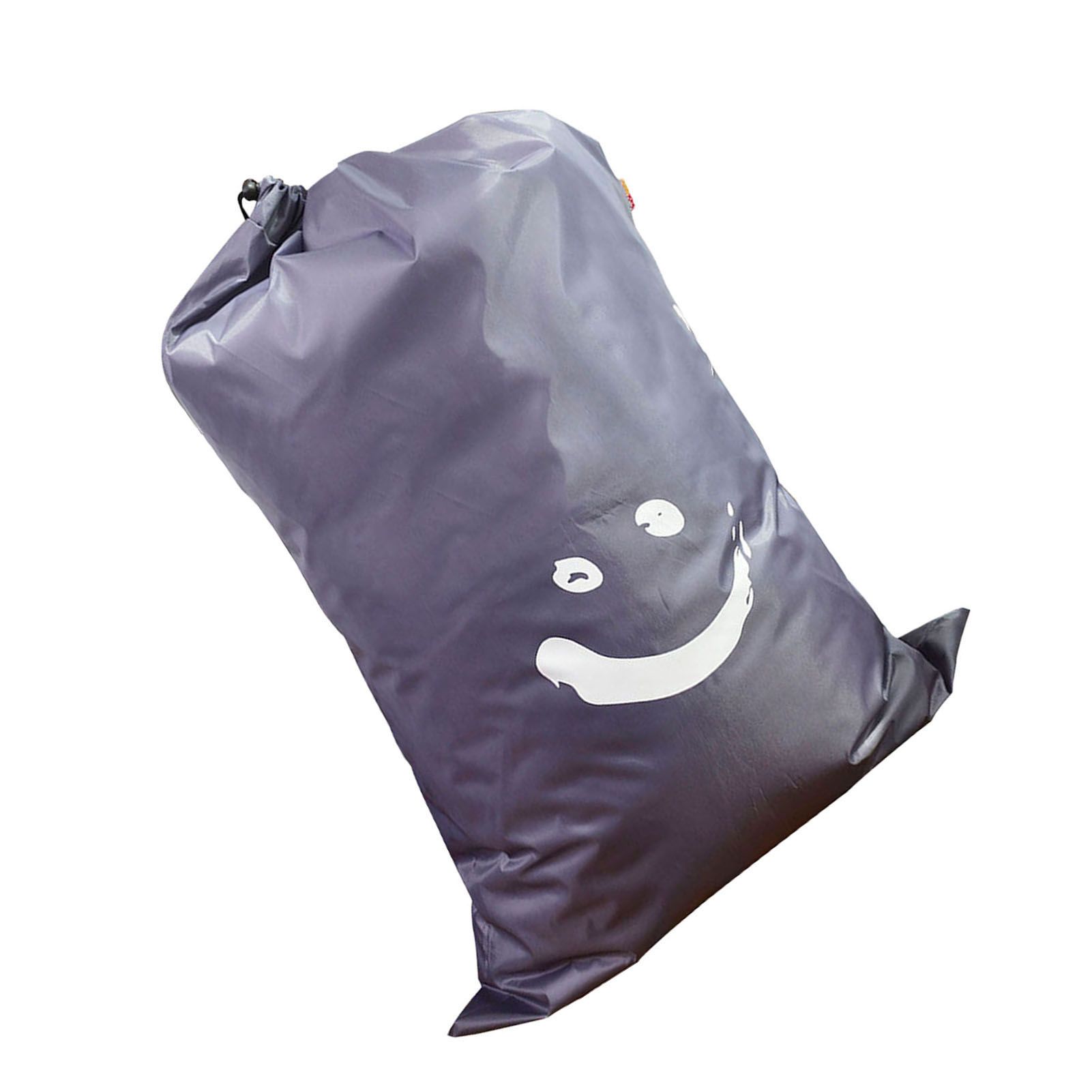 Laundry Bag Nylon Drawstring Cylinder for Household Travel Dirty Clothes Quilt Books Storage Dark Grey Smiling Face โ image 2