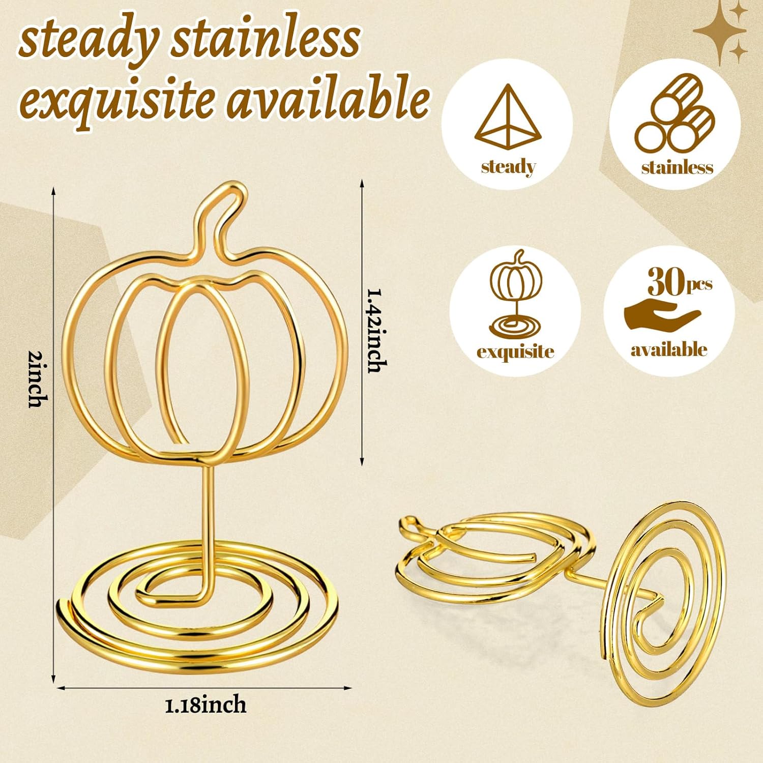 30 Pack Gold Pumpkin Table Decorations 5cm - Autumn Festival Ornaments — image 2