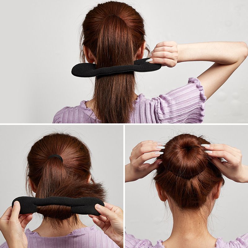 4Pcs Women's Magic Hair Bun Maker Foam Sponge Styling Hair Clip Device Donut Quick Accessories Foam Sponge Donut Maker Ponytail — image 4