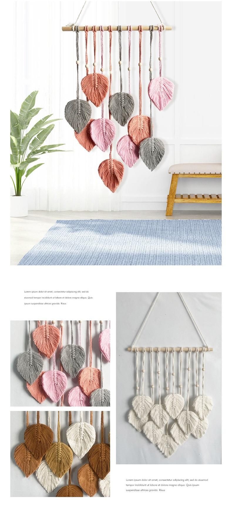 Pink 40*100cm Handmade Macrame Leaf Wall Hanging - Cotton Boho Tapestry, Machine Washable- Nordic Style Decor for Bedroom, Living Room, Nursery โ image 5