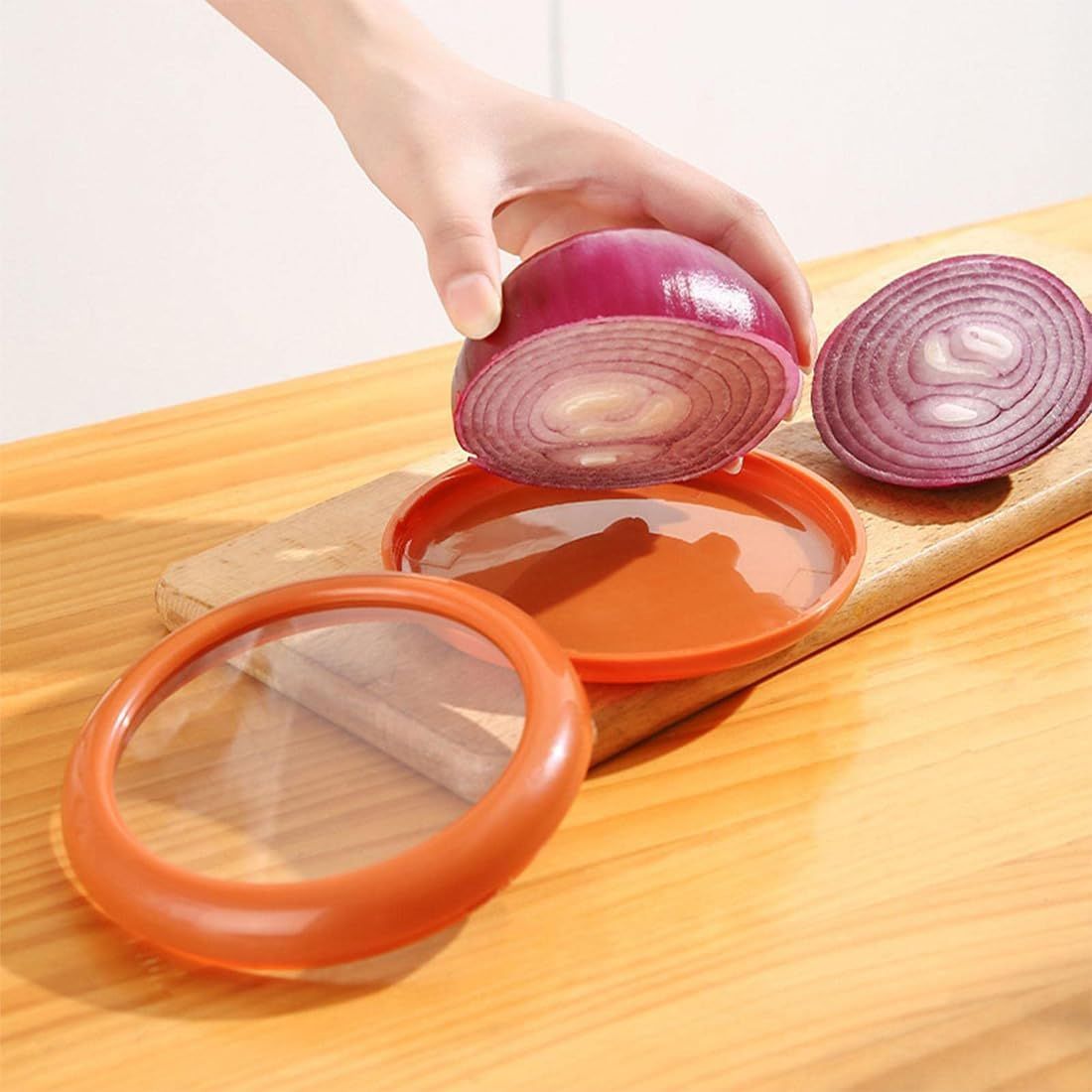 2 Pack Avocado Onion Storage Containers, Reusable Fridge Keepers with Tight Seal, Green Brown โ image 5