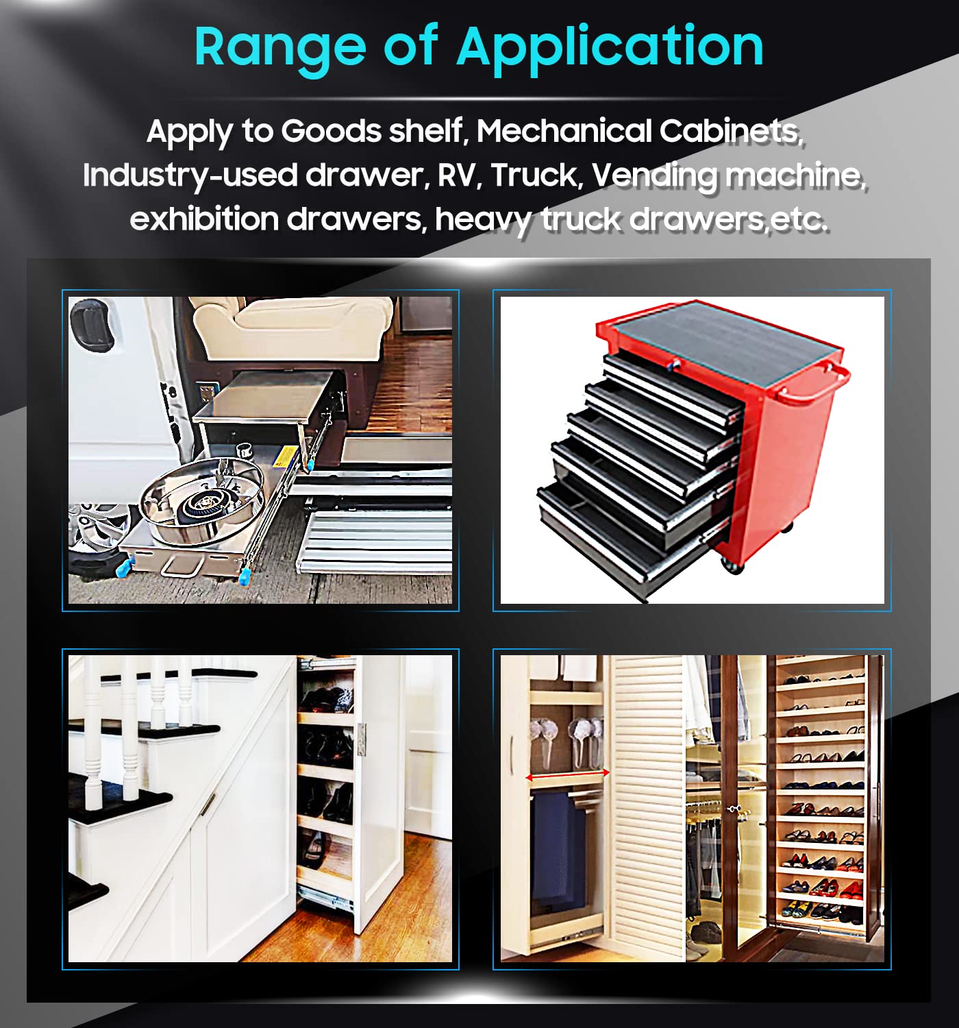 40in Pair 1000 - 2000mm 150KG Capacity Heavy Duty Trailer Drawer Slides Rails Runners Locking โ image 5