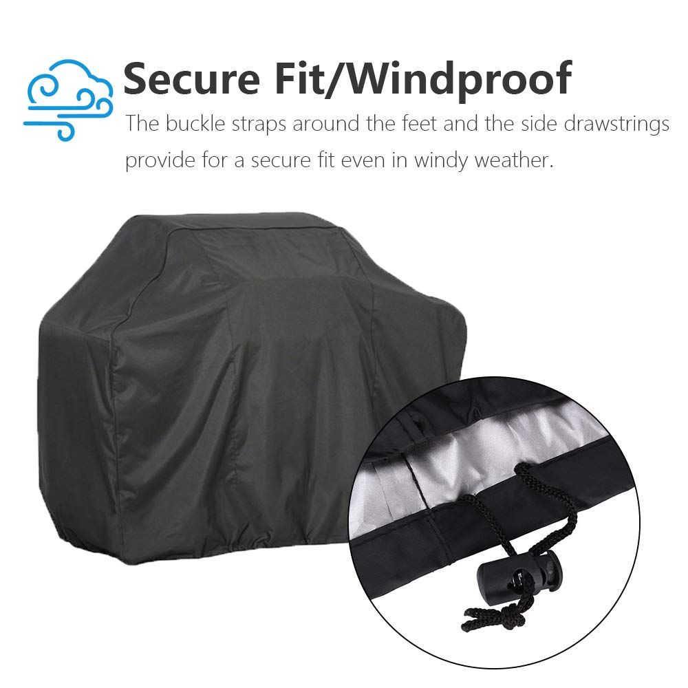 Waterproof BBQ Cover, Black Large Outdoor Gas Grill Cover,UV,Dust,Rip,Fade Weather Resistant,Heavy Duty Barbecue Protector