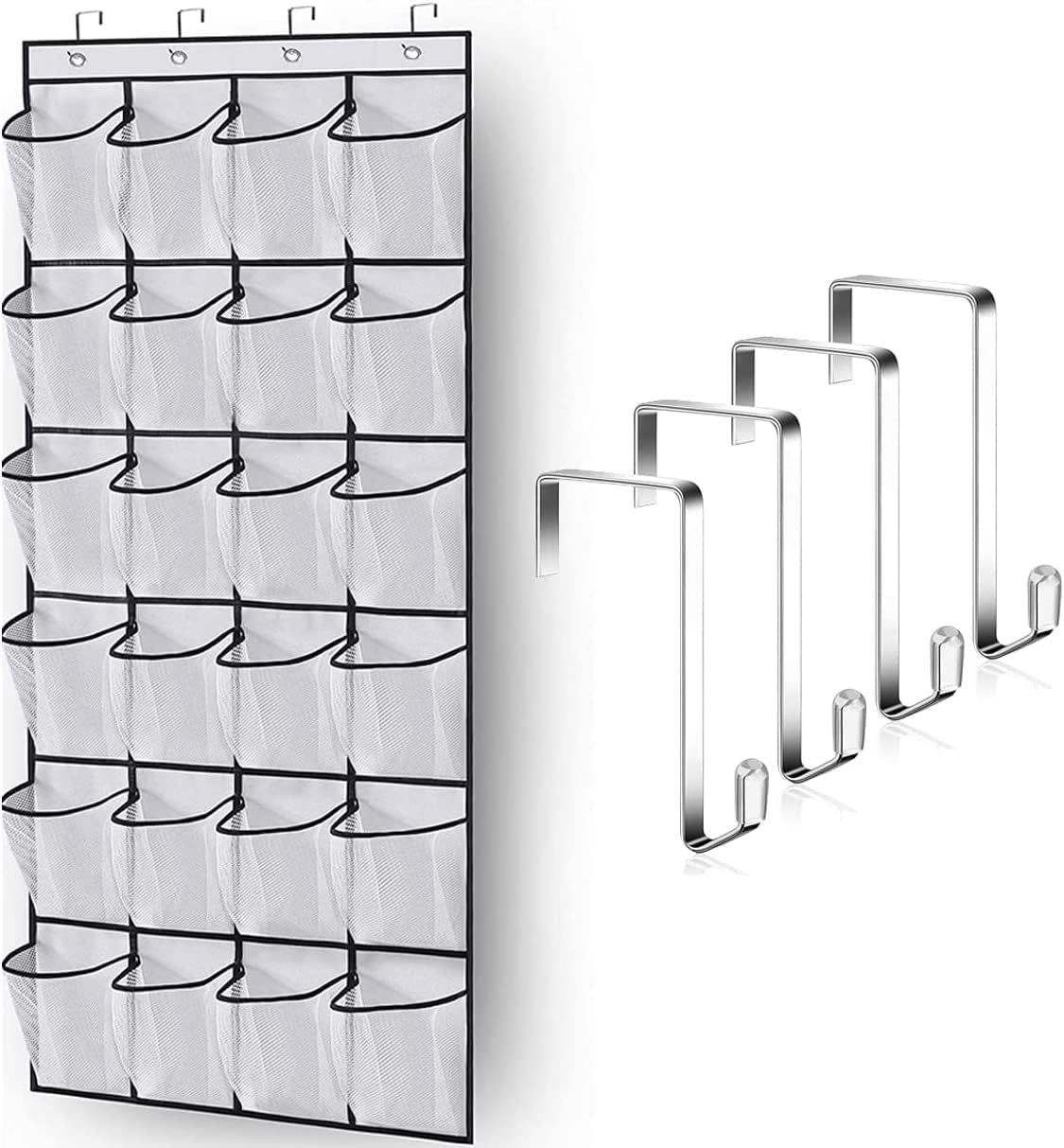 Large Mesh Pockets Over The Door Shoe Rack, Hanging Shoe Organizer for Closet Hanging Shoe Rack Holder Hanger