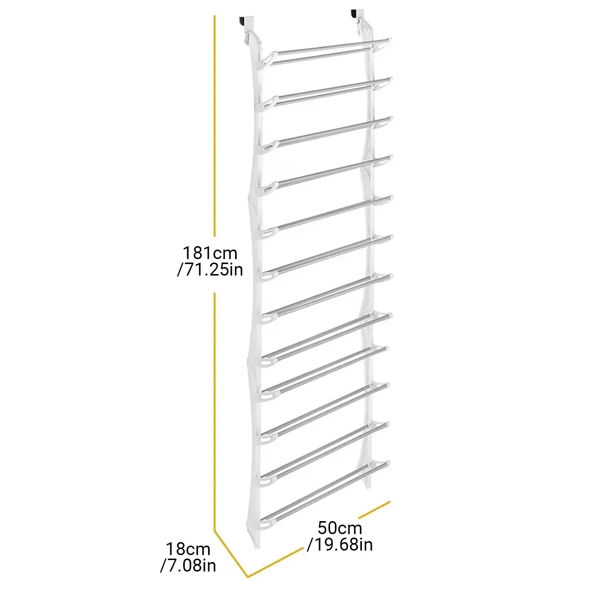 12-Tier Hanging Shoe Rack Over Door Wall Mounted Organiser Dorm Closet Storage — image 3