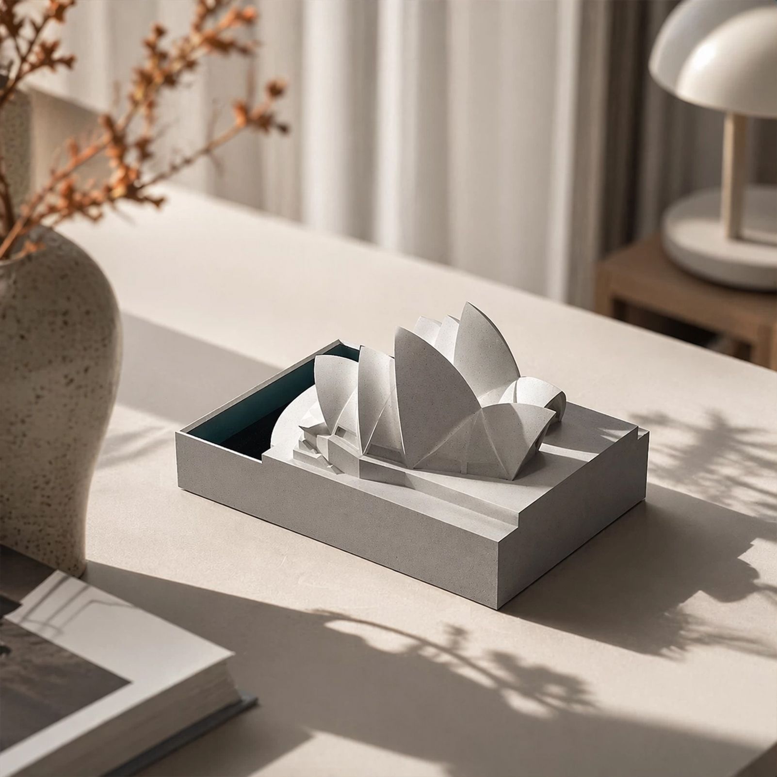 Sydney Opera House Concrete Model - Modern Architectural Sculpture Desktop Decor, Minimalist Cement Statue for Home Office Bookshelf, Unique Travel Souvenir & — image 5