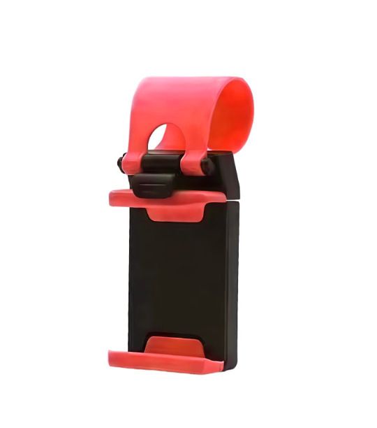 Steering Wheel Phone Mount Red（Pack of 1）- ABS Plastic Car Phone Holder with Silicone Grip, Universal 4-6 Inch Smartphone Clip for Navigation