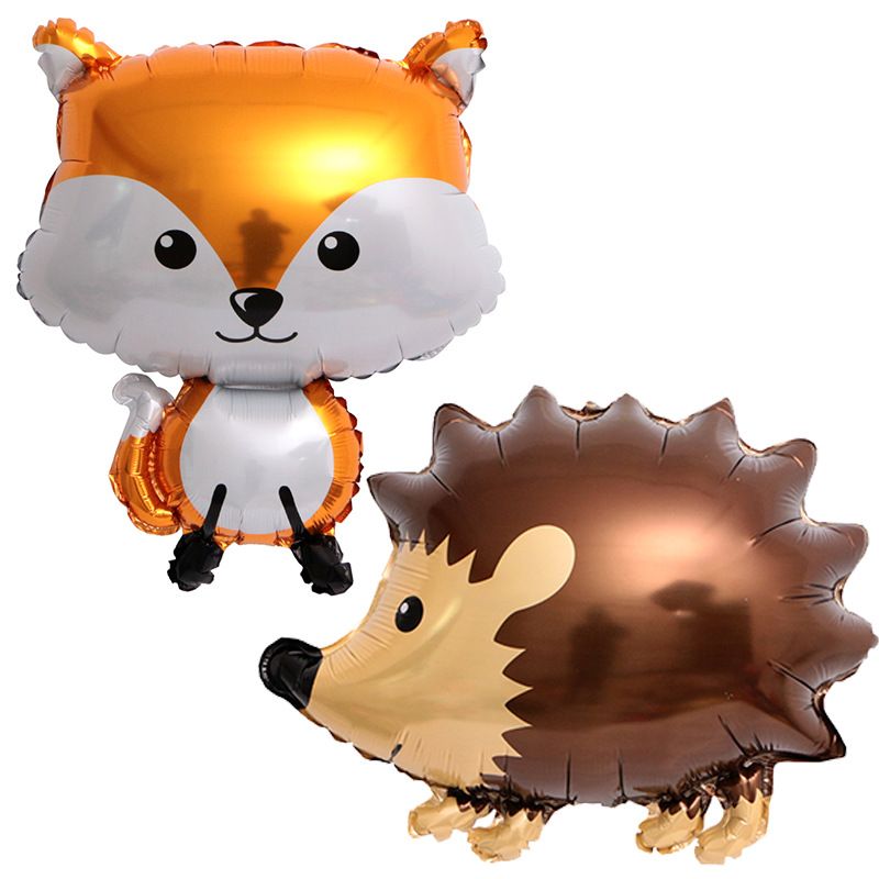 4 Pcs Giant Animal Mylar Balloons (Squirrel, Fox, Hedgehog,Raccoon) For Jungle Safari Animals Theme Birthday Decorations Kids Gift — image 2
