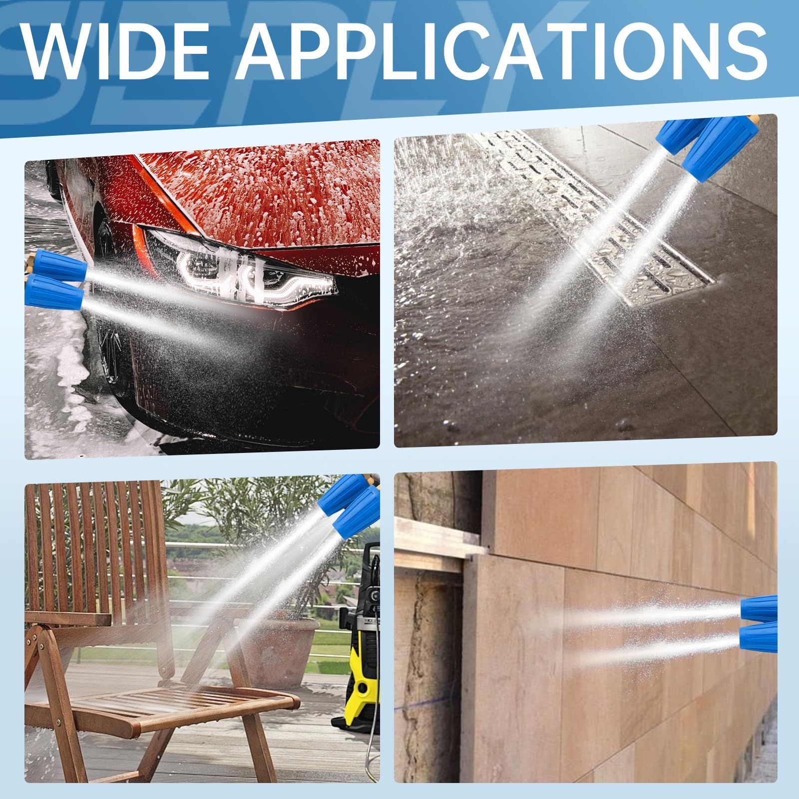 Dual Turbo Nozzle Pressure Washer, 360°Rotating Turbo Nozzle with 1/4" Quick Connector, Orifice Twin Turbo Nozzle, 4-6 GPM, 4000 PSI — image 2