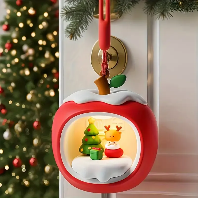 Christmas Apple Night Light Touch Dimmable Cute Reindeer Scene Bedroom Ambient Light Xmas Tree Ornament Xmas Eve Gift — image 2