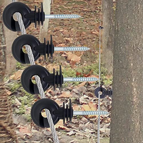 100 Pcs Black Electric Fence Insulator Screw-in Insulator Fence Ring Post Wood Post Insulator and 1 Pc Free Insulator Socket Tool — image 3
