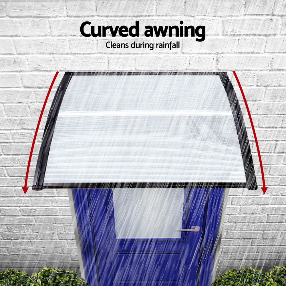 Instahut Window Door Awning 0.8mx1m Transparent โ image 6