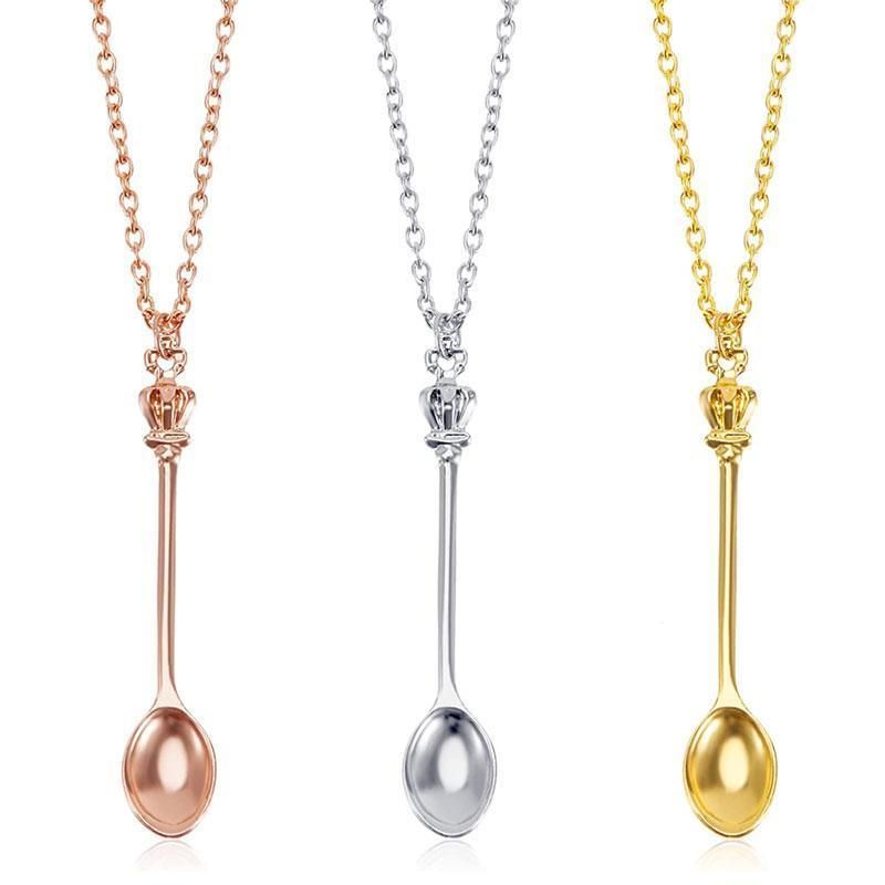 Mini Crown Spoon Necklace Pendant Charm Festival Cutlery Tea Party Gift - Rose Gold — image 3