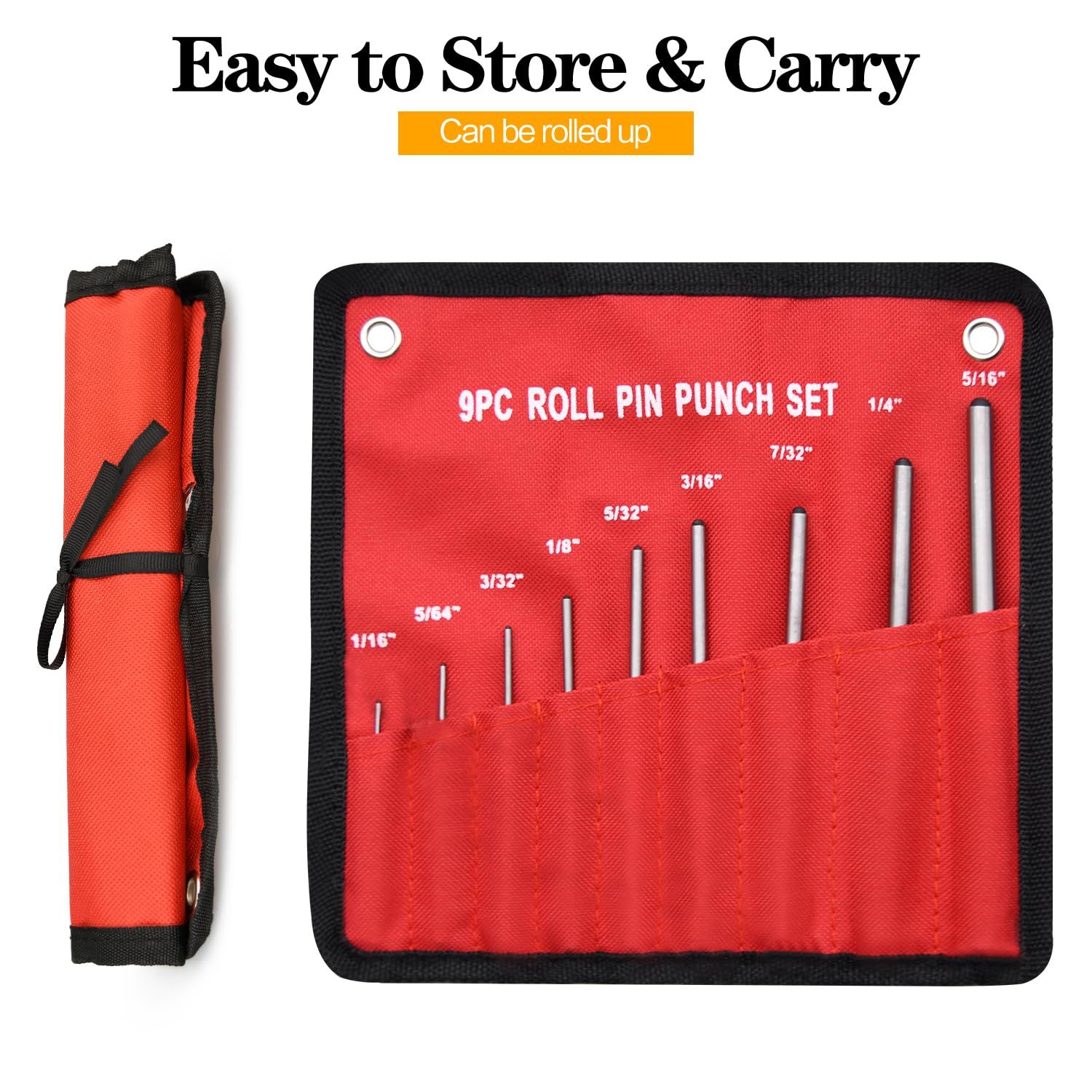 Pin Punch Set, 9pcs 1/16" - 5/16" Removing Repair Tools with Storage Pouch, Watch Repair, Jewelry and Craft — image 2