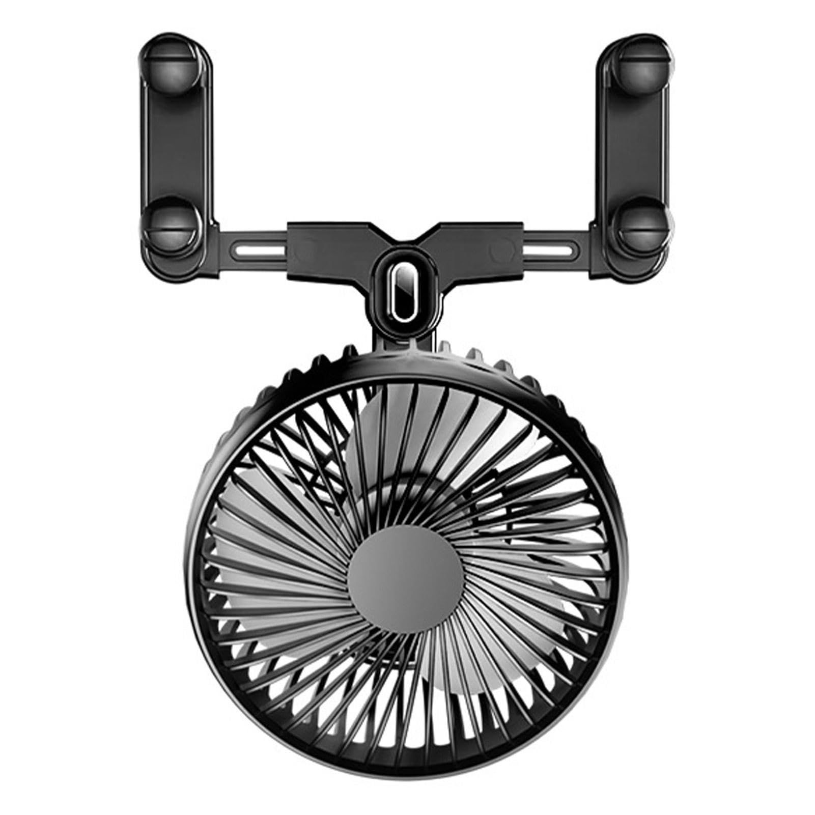 Stroller Fan, 5W Auto Cooling Fan with Universal Design, Battery Operated Fan for Rear View Mirror, Mini Handheld Desk Fan
