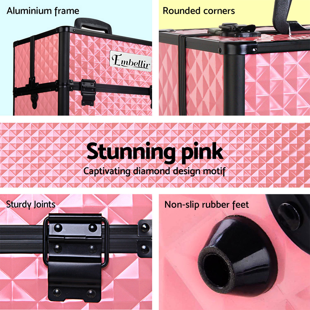 Embellir Portable Cosmetic Beauty Makeup Case - Diamond Pink โ image 5