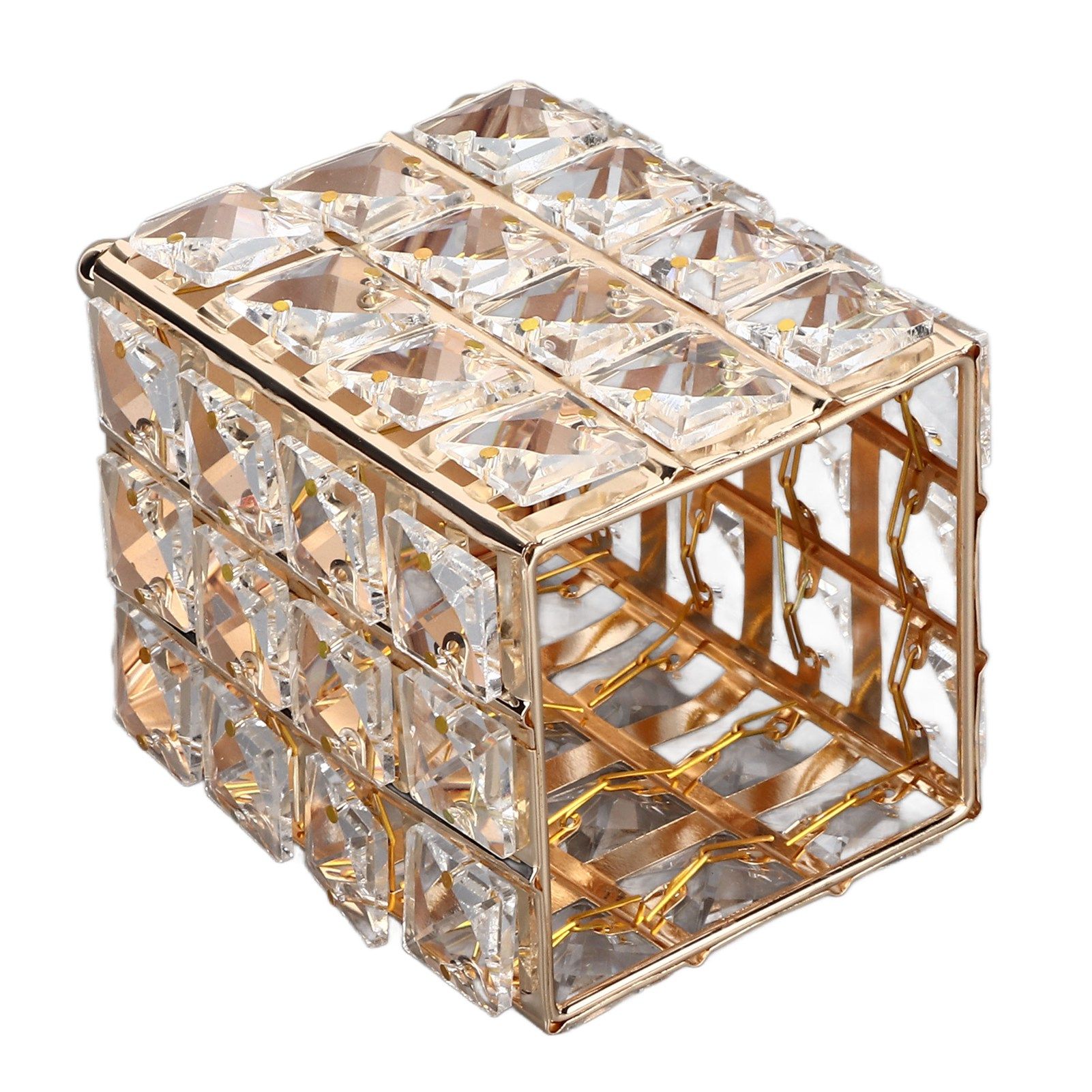 European Style Crystal Storage Box Crystal Jewelry Trinket Box Square Earrings Rings Organizer for Gift Giving Home Decoration Gold โ image 4