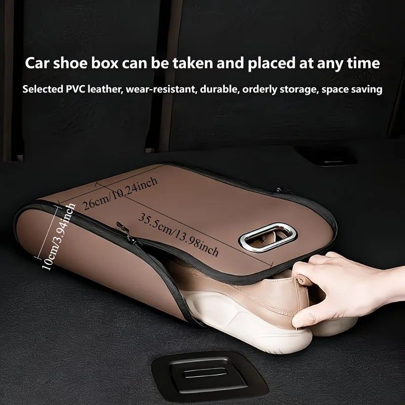 Car Trunk Shoe Box Organizer: Waterproof and Durable PVC Leather, Easy Installation with Velcro, Large Capacity for a Tidy Trunk, Say Goodbye to Mess and — image 3