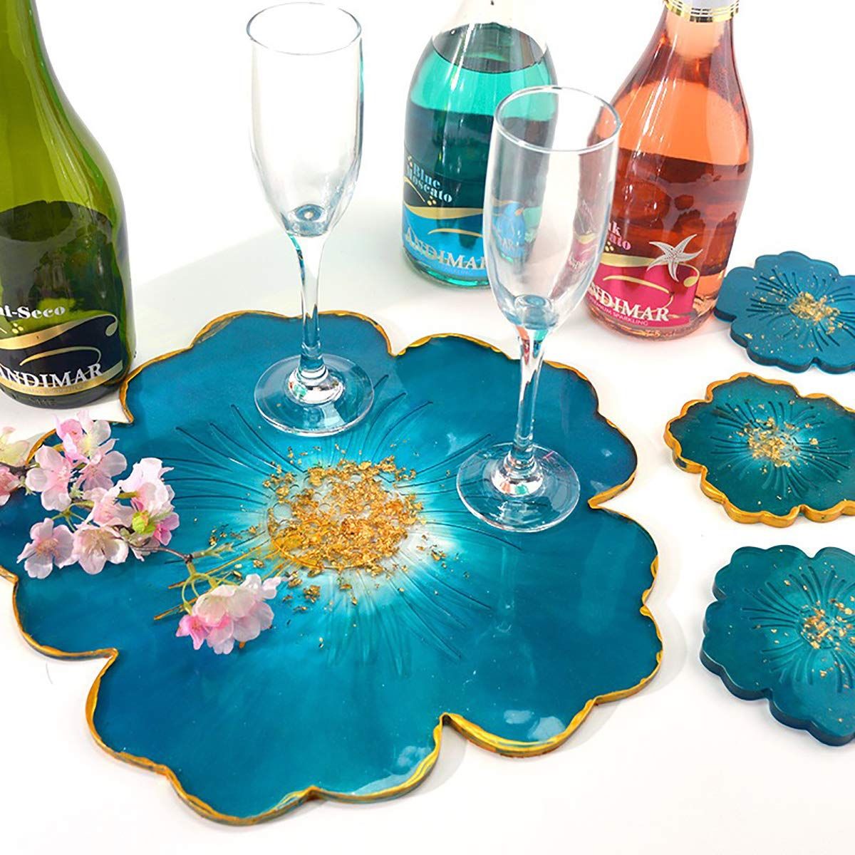 Silicone Coaster Molds, 4 PCS Flower Silicone Coaster Molds Coaster for Epoxy Resin Agate Coaster Cup Mat for Making DIY Craft — image 3