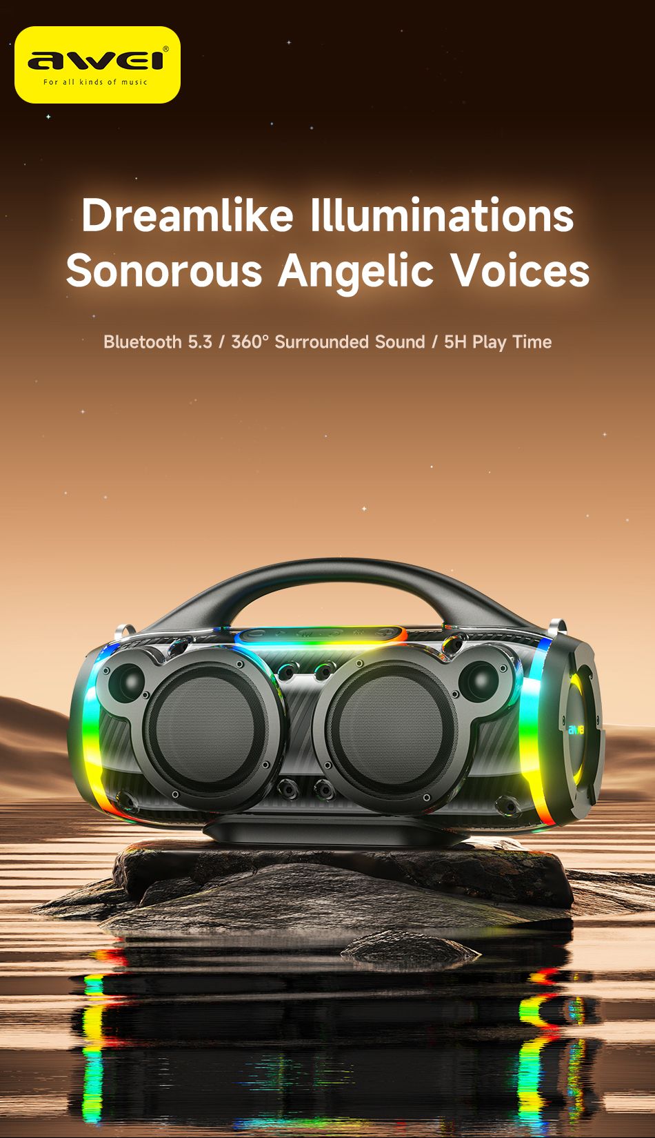 AWEI KA12 60W Outdoor Wireless Bluetooth Speaker,black โ image 3