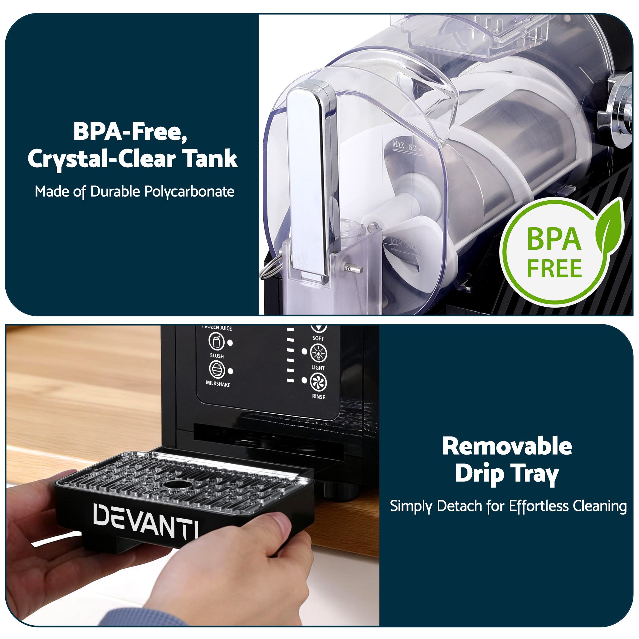 Devanti 1.8L Slushie Machine Maker Frozen Smoothies Milkshakes Black — image 4