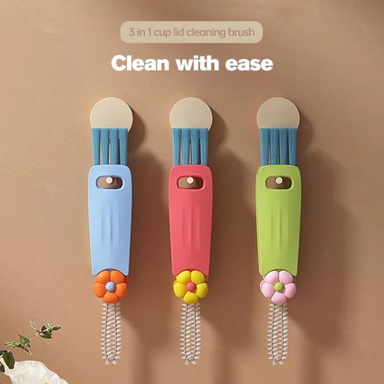 3-in-1 Crevice Brush - Multifunctional - Lid Brush - Suitable for small spaces, various cups and bottles — image 5