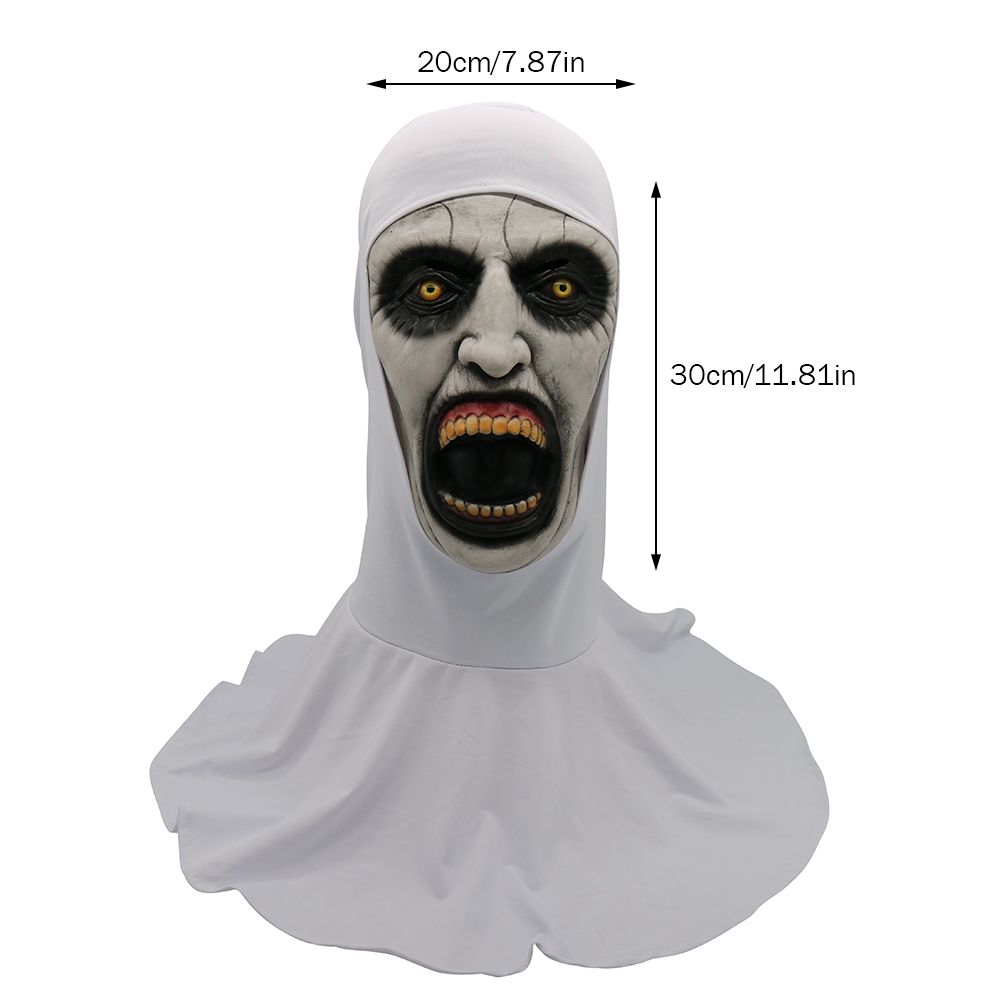 Halloween Nun Horror Mask Cosplay Scary Latex Masks With Headscarf Full Face Helmet Halloween Party Props — image 3