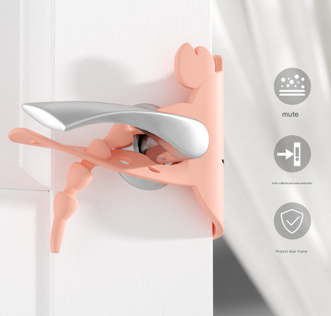 Pink (6-Pack) Cute Crab Door Slam Stopper Set- Silicone Anti-Pinch & Quiet Latch Guard โ image 4