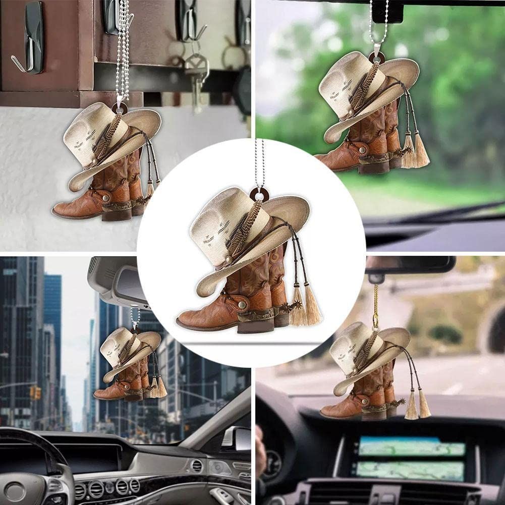 Cowboy Ornament, Cowboy Gifts, Cowboy Boots and Hat Car Ornaments Personalized Christmas Tree Hanging Gifts — image 4