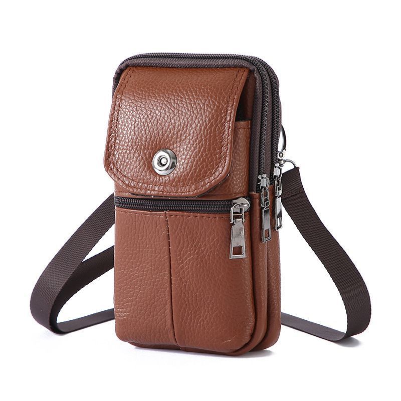 Timeless Leather Belt Mount Phone Holder, Daily Work Crossbody Carry Bag For Fathers, Light Tan — image 2