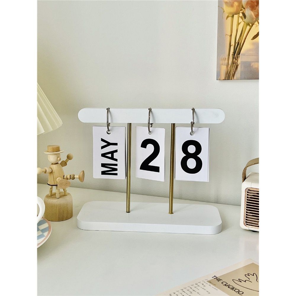Perpetual Daily Flip Calendar for Desk Reusable Office Desktop Decor Home Accessories Photography Props (White) — image 4
