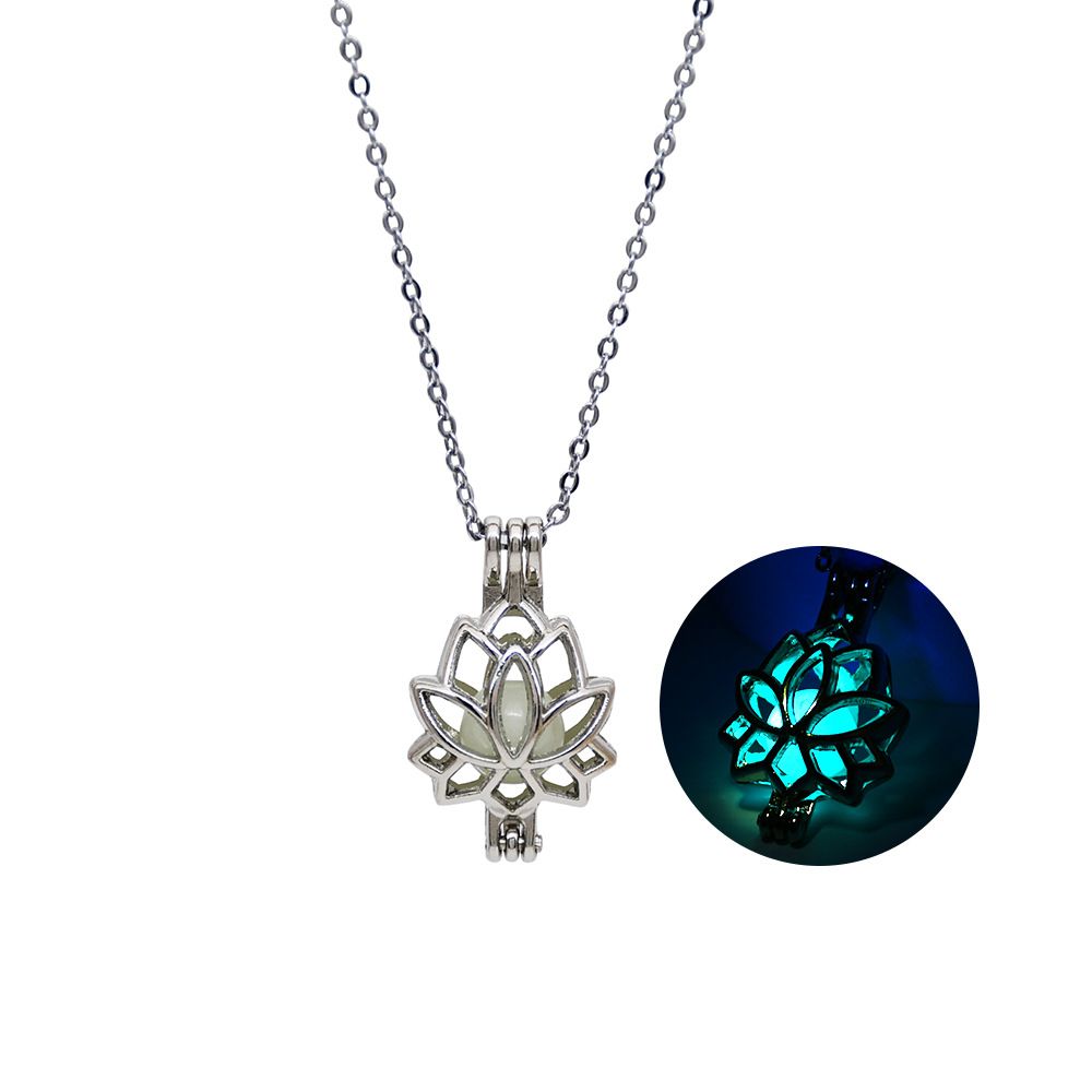 Pendant Necklace for Women Hollow Flower Lockets Necklace In many cultures the Lotus Flower symbolizes spiritual awareness