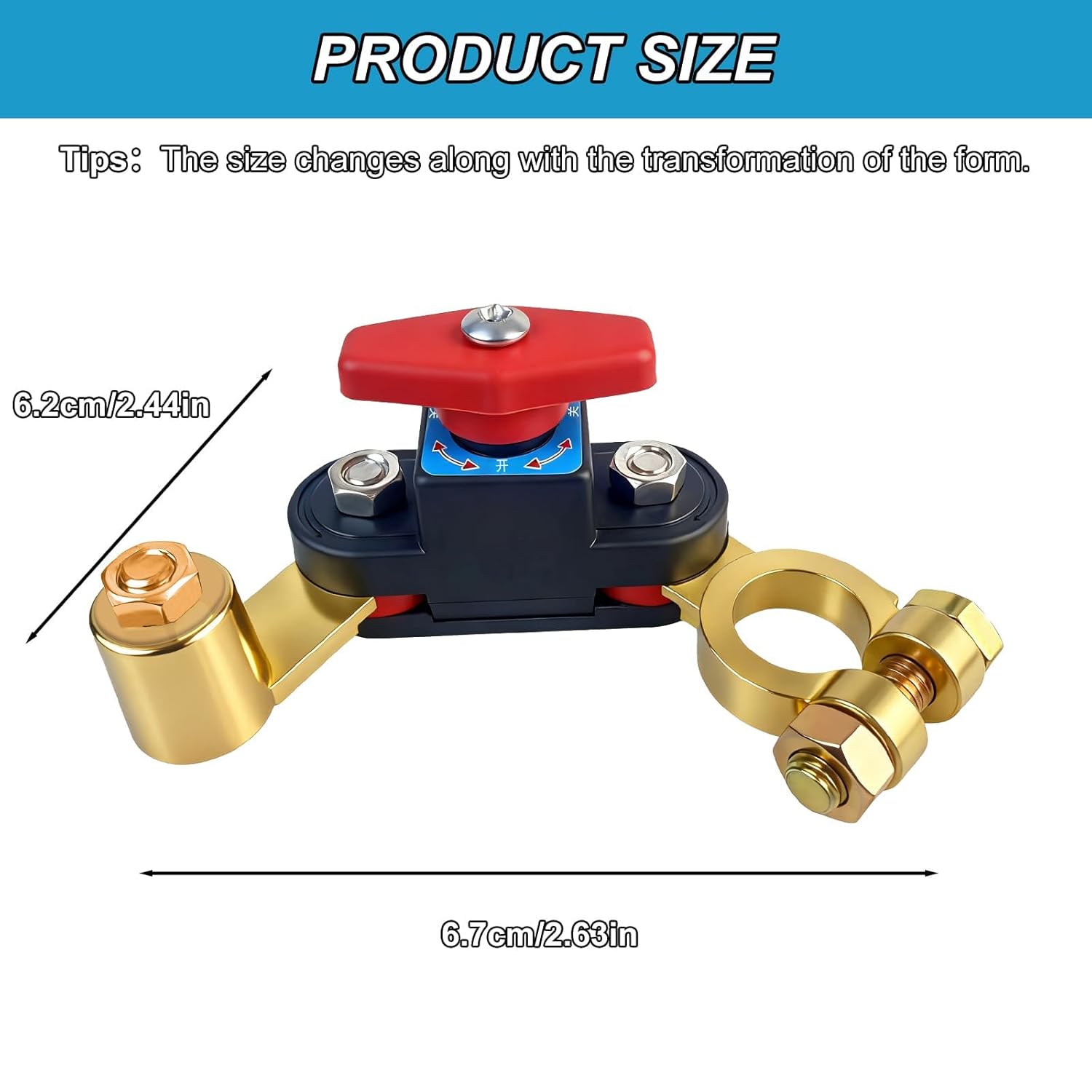 Car Battery Power Cut-off Switch Circuit Breaker, Adjustable Pure Copper Stable Transmission High Conductivity 12v-24v Disconnect Switch Smart Car Truck Boat — image 2