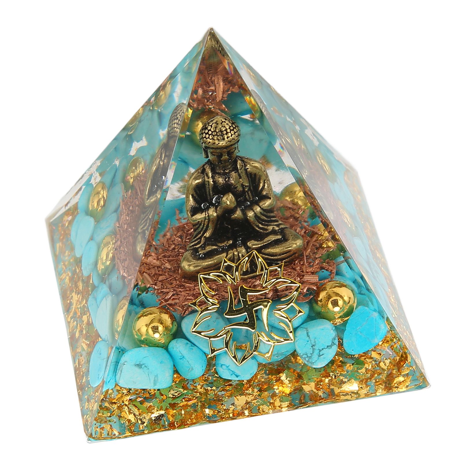 Crystal Pyramid Buddha Design Exquisite Beautiful Pyramid Power Stone Decoration Ornament for Yoga Meditation — image 4