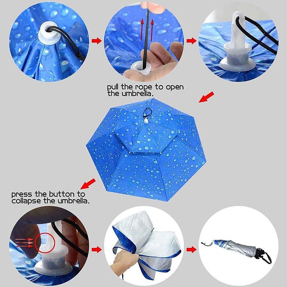 2-Layer Outdoor Foldable Sun Umbrella Hat Fishing Camping Headwear Cap Head Hat - Silver — image 6