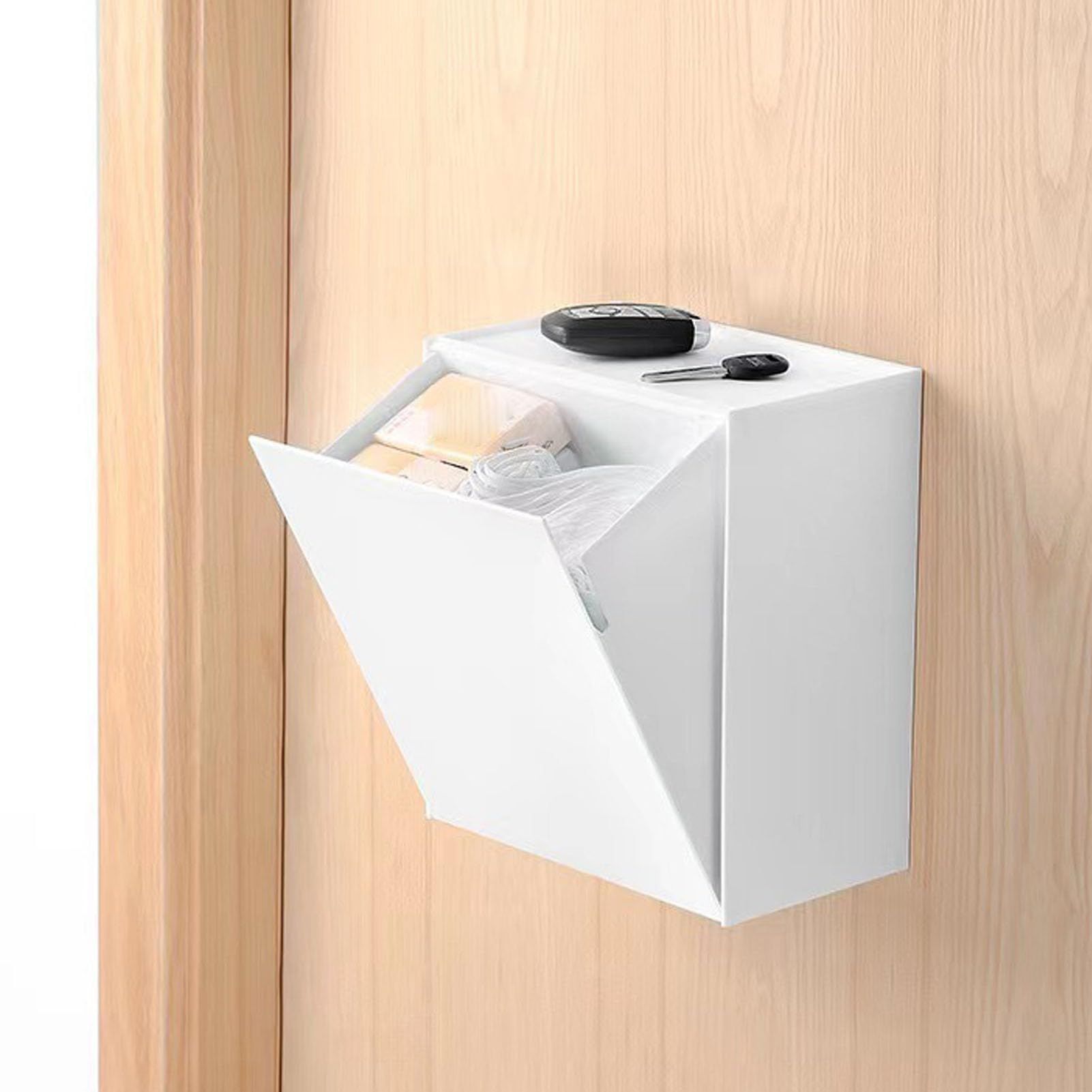 Wall Mounted Storage Box Flip Lid Design Space Saving Large Capacity Wall Mounted Storage Organizer Box for Cotton Swab — image 3