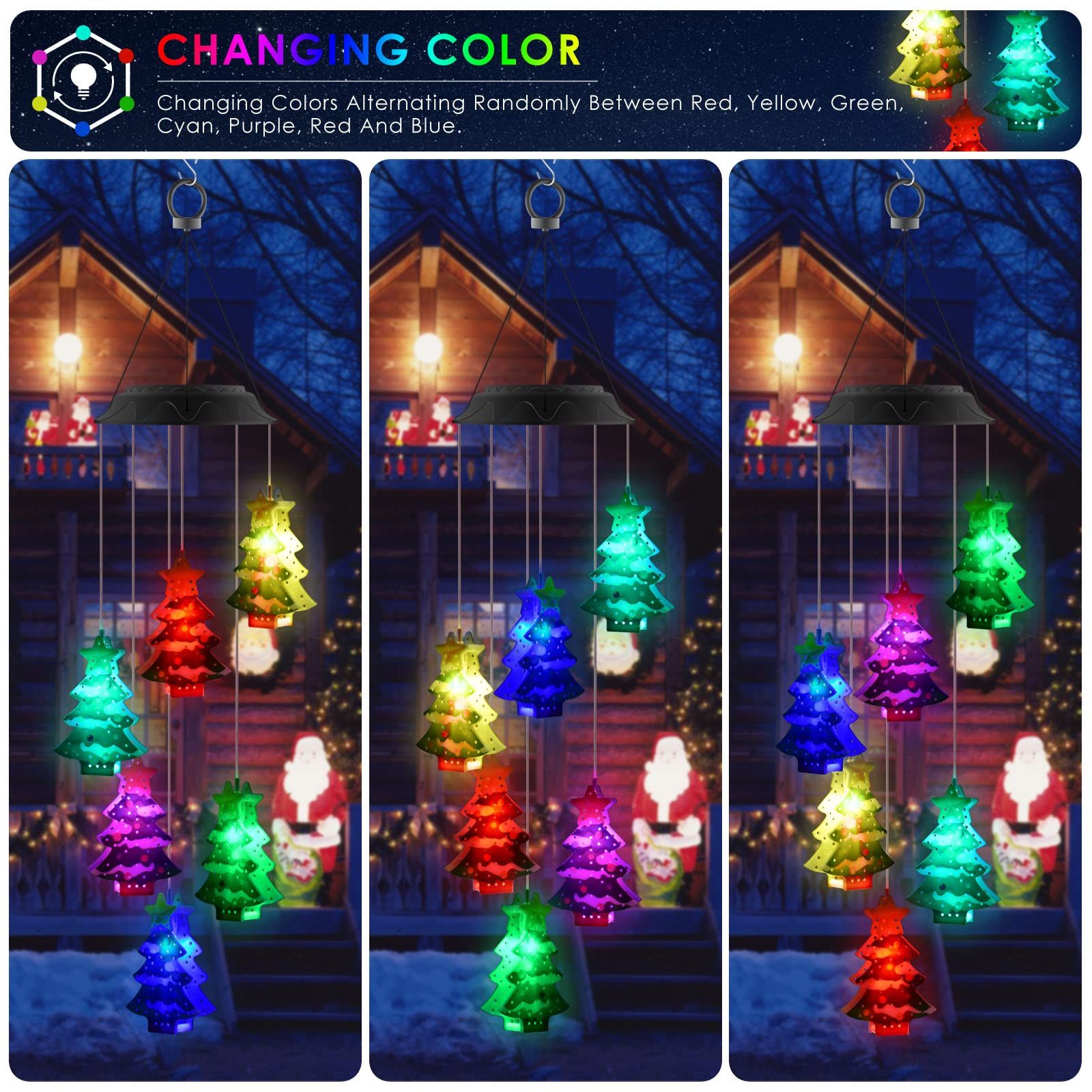 Christmas Solar Wind Chimes, Color Changing Solar Wind Chimes, Hanging Outdoor Christmas New Year Garden Decor Gift for Children/Mom — image 4