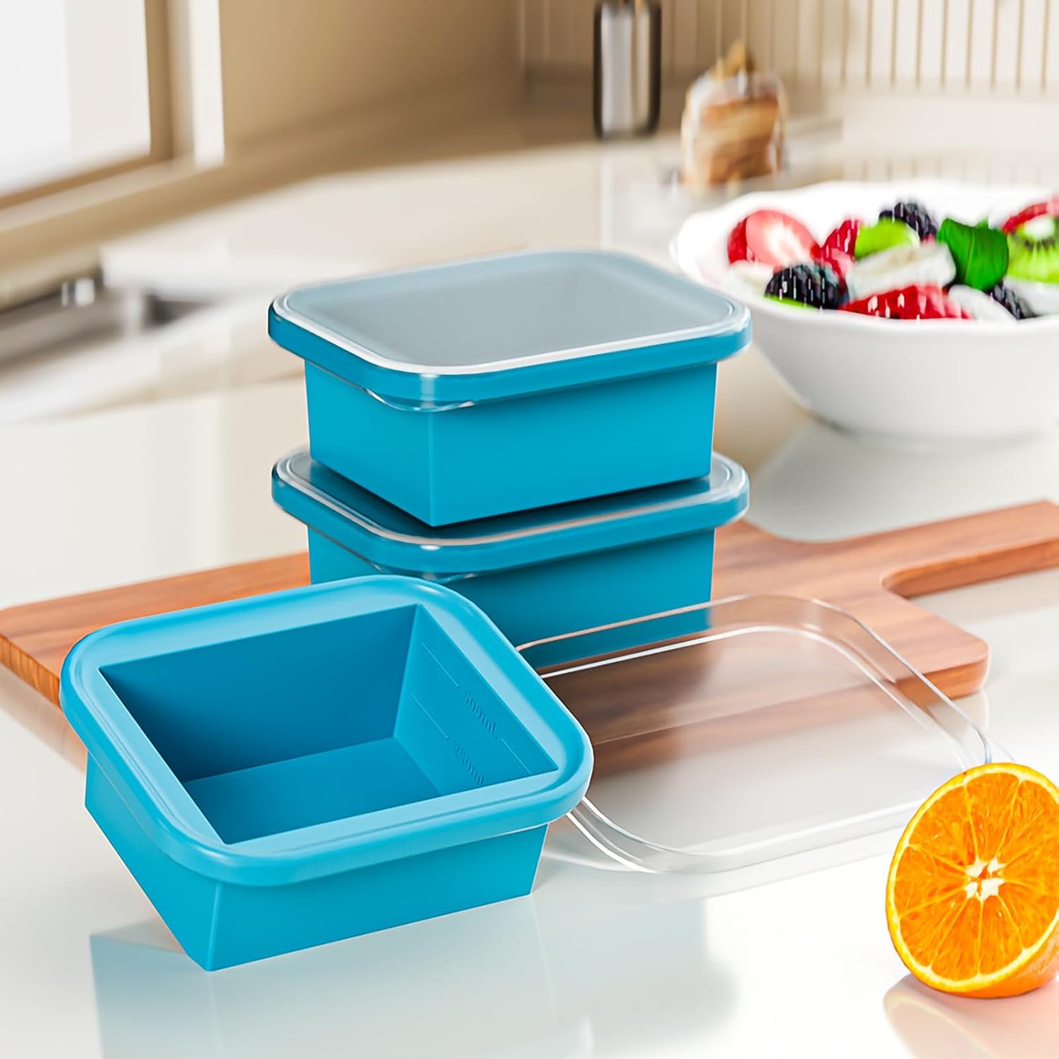 Bangp 2 Cup Silicone Freezer Trays with Lid,2 Pack,Thermally Insulated Containers for Food,Reusable,Soup Freezer Molds,Freeze and Store Soup, Broth, Sauce — image 3