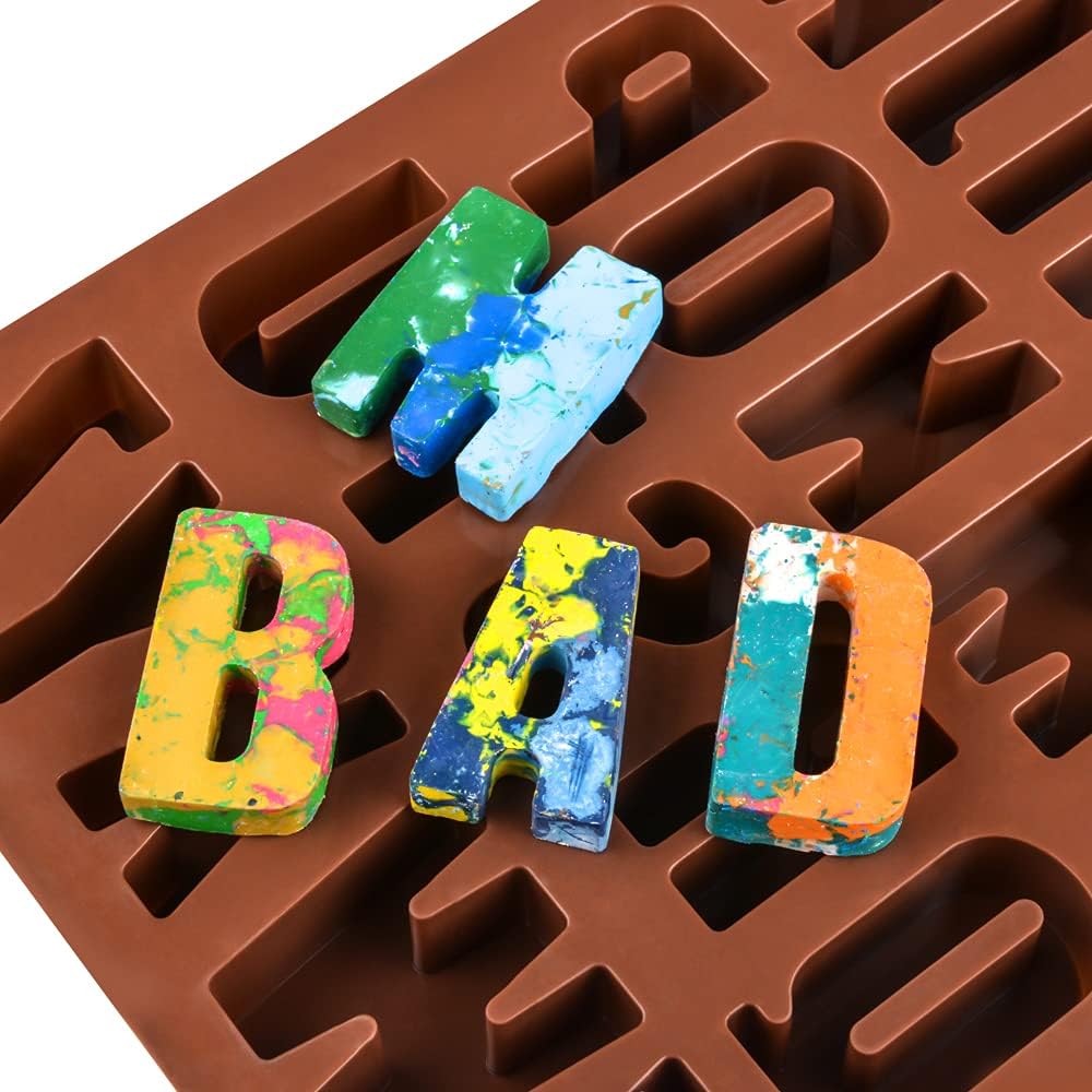 26 Cavities Large Letter Molds Silicone Alphabet Mold for Crayon, Resin, Chocolate, Candy, Wax, Cake Baking Decor (1) โ image 2