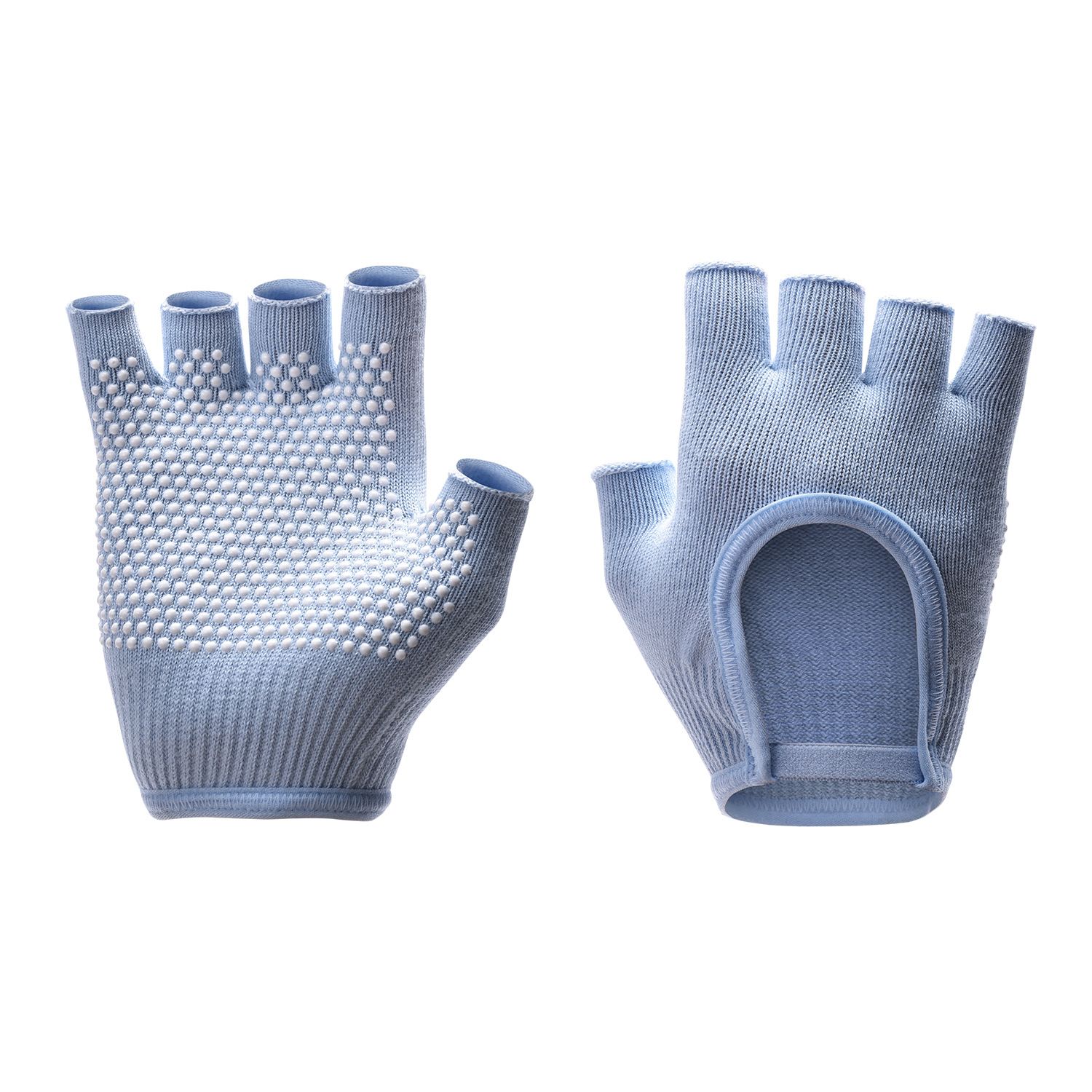 Breathable Half-Finger Pilates Gloves – Non-Slip Gym Gloves for Women, Elastic Cotton Blend Fitness Gloves for Cycling, Dancing & Workout Light Blue