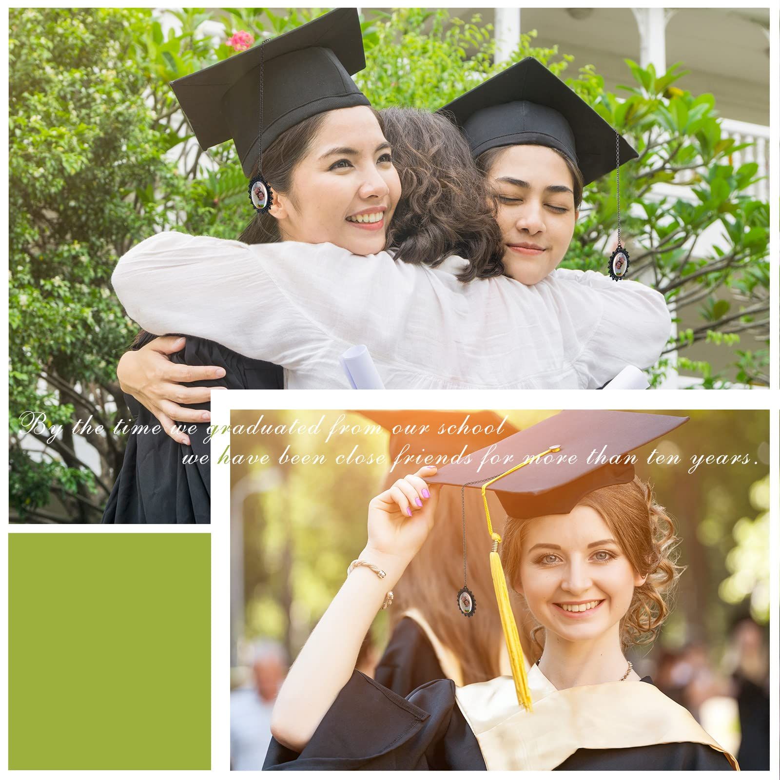 4 Pieces Graduation Cap Tassel Memorial Photo Charm Graduation Gift DIY in Memory Charms Gift for Graduate Memorial Photo — image 5