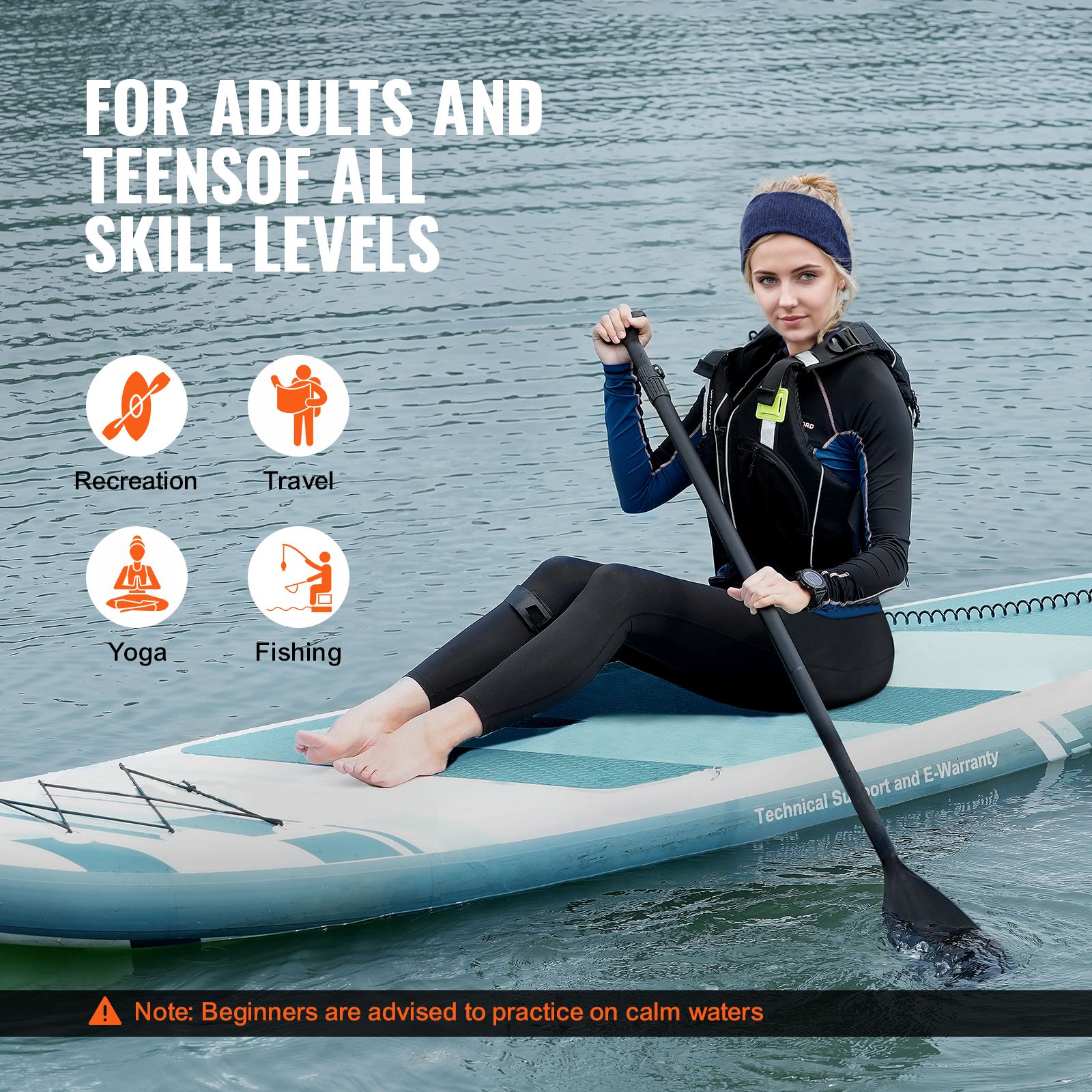 Inflatable Stand Up Paddle Board, 152 mm Wide SUP Paddleboard, with Board Accessories, Pump, Paddle, Fin, Phone Bag, Backpack, Ankle Leash, Repair Kit — image 6