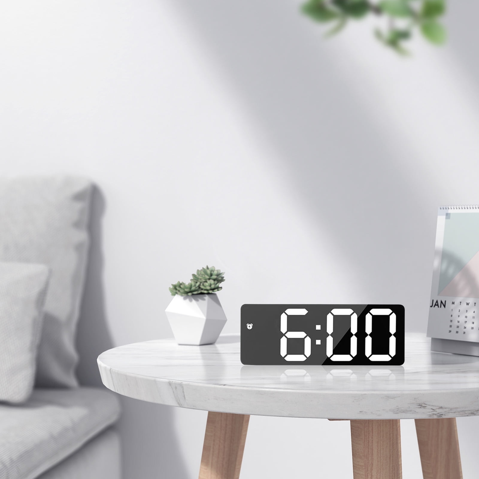 LED Digital Alarm Clock,12, 24H Desk Alarm for Bedrooms, Table Clock Display with White Digits, Adjustable Levels Brightness,Temperature, Corded — image 5