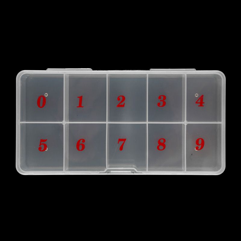 Press On Nail Storage Box, 10-Grid Acrylic Nail Tip Organizer Box, 10 Spaces Empty Clear Plastic Numeral Vitamins Pill Box — image 3
