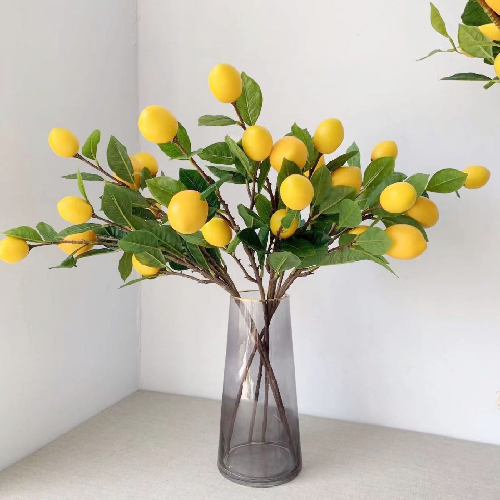 Artificial Lemon Branch 65cm Yellow Lemon Long Branches Leaves Green Plant for Living Room Model Room Decoration โ image 3
