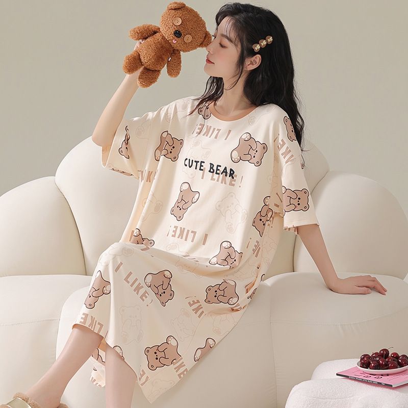 Women Summer Sleepwear Polyester Loose Dress Yellow โ image 4